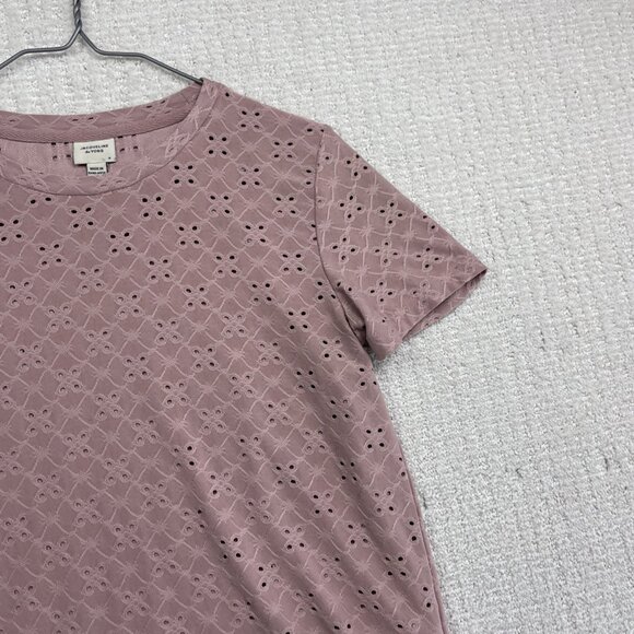 Jacqueline de Yong Womens T-Shirt Size Small Dusty Rose Eyelet Embroidery AOP - Picture 4 of 14